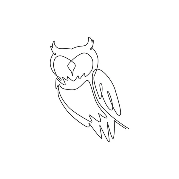 Uma Única Linha Desenho Pássaro Coruja Elegante Para Identidade Logotipo —  Vetores de Stock