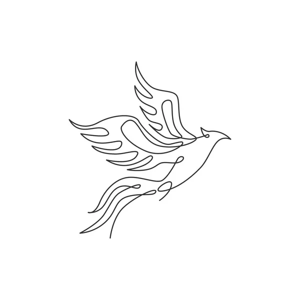 Uma Única Linha Desenho Pássaro Phoenix Luxo Para Identidade Logotipo — Vetor de Stock