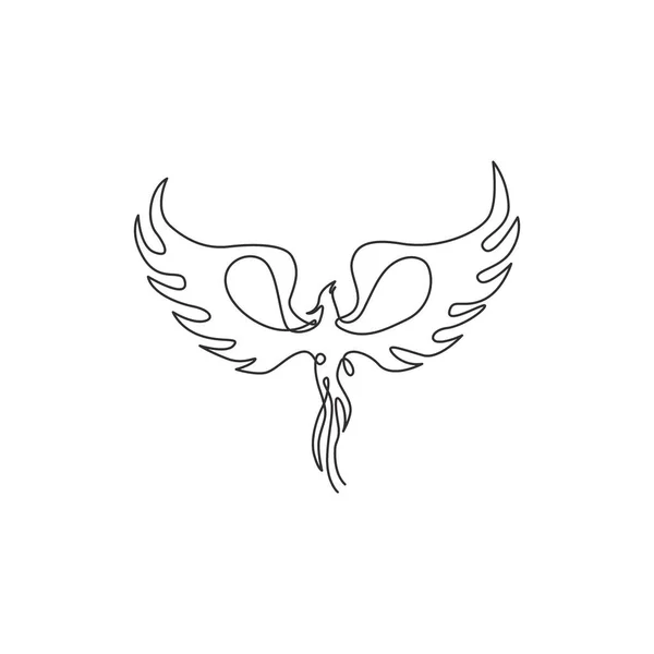 Seul Dessin Ligne Luxe Oiseau Phénix Pour Identité Logo Entreprise — Image vectorielle