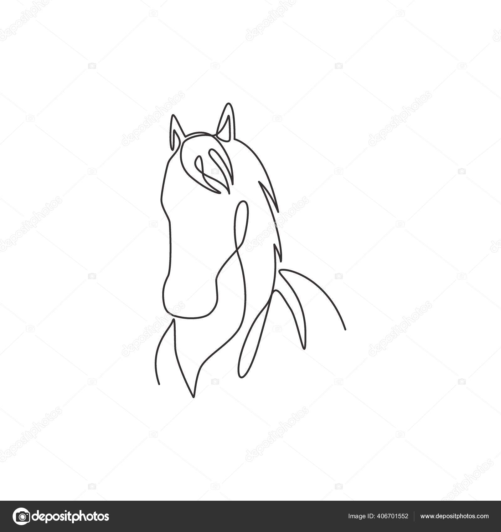 Desenho Linha Contínua Única Pular Identidade Logotipo Empresa Cavalo  Elegante imagem vetorial de SimpleLine© 387454634