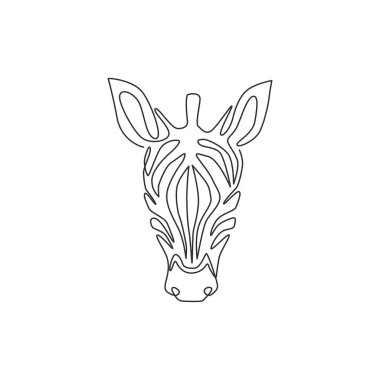 Zarif zebra şirketinin logo kimliğinin aralıksız çizimi. Ulusal park safarisi hayvanat bahçesi maskotu için çizgili memeli hayvan konsepti. Modern bir çizim çizimi grafik çizimi
