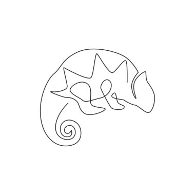 Ulusal parkı korumak için sarmal kuyruklu maskot kavramına sahip egzotik bukalemun çizimleri. Şirket logosu için nadir görülen bir sürüngen hayvanı. Devamlı çizim tasarımı illüstrasyonu