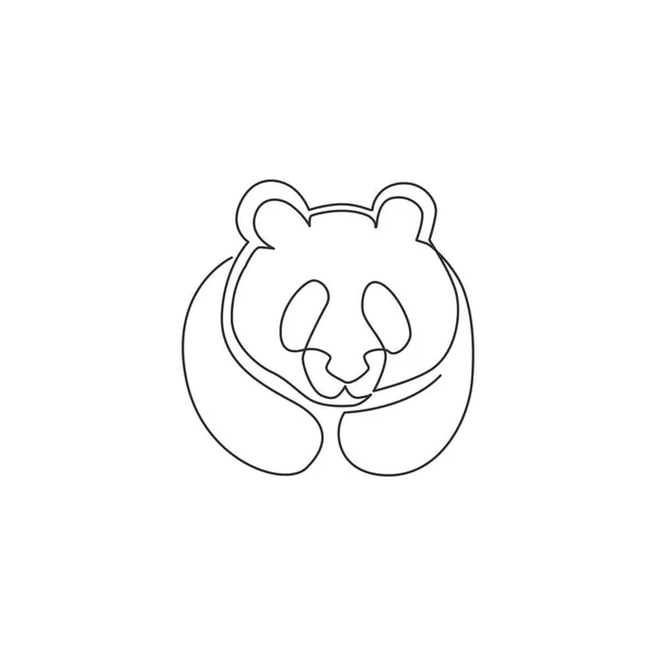 Einzelne Durchgehende Linienzeichnung Eines Lustigen Pandakopfes Für Die Identität Des — Stockvektor