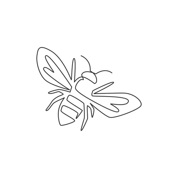 Dibujo Línea Continua Única Abeja Decorativa Para Identidad Del Logotipo — Vector de stock