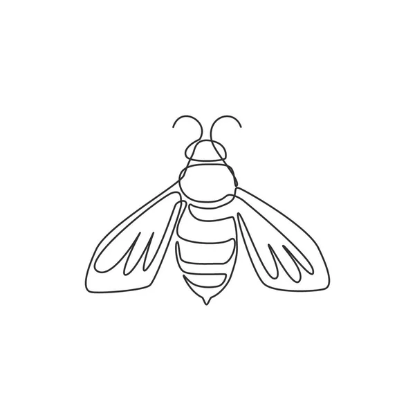 One Single Line Drawing Cute Bee Company Logo Identity Honeybee — Stock Vector