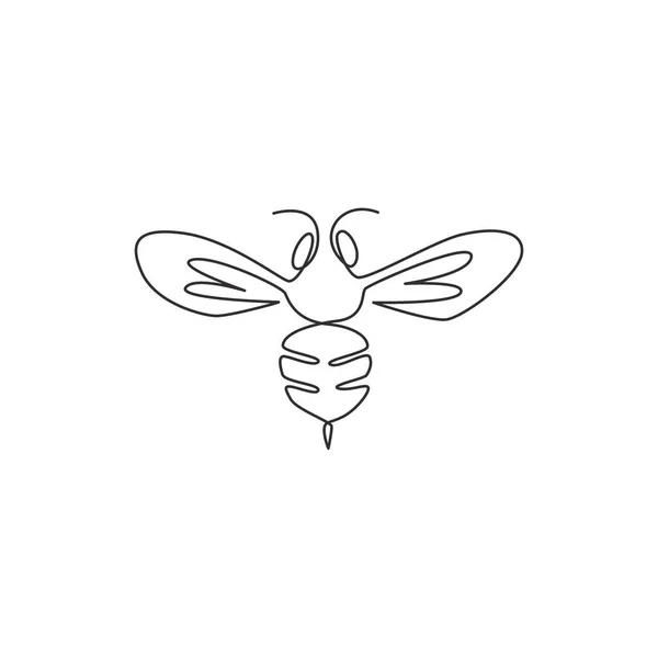 One Continuous Line Drawing Elegant Bee Company Logo Identity Organic — Stock Vector