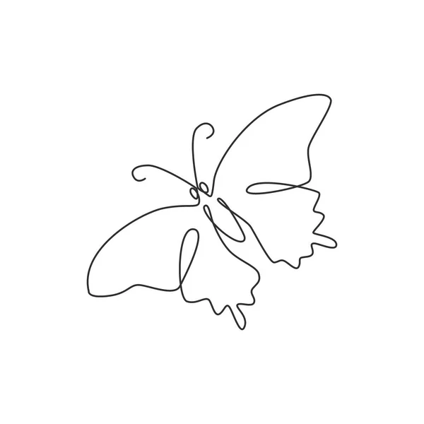 Eine Einzige Linienzeichnung Eines Schönen Schmetterlings Für Die Identität Des — Stockvektor