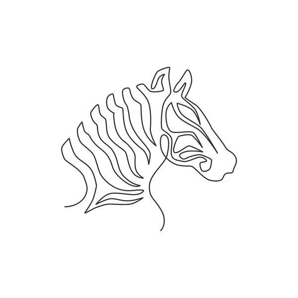 Una Línea Continua Dibujo Cabeza Cebra Para Identidad Del Logotipo — Vector de stock