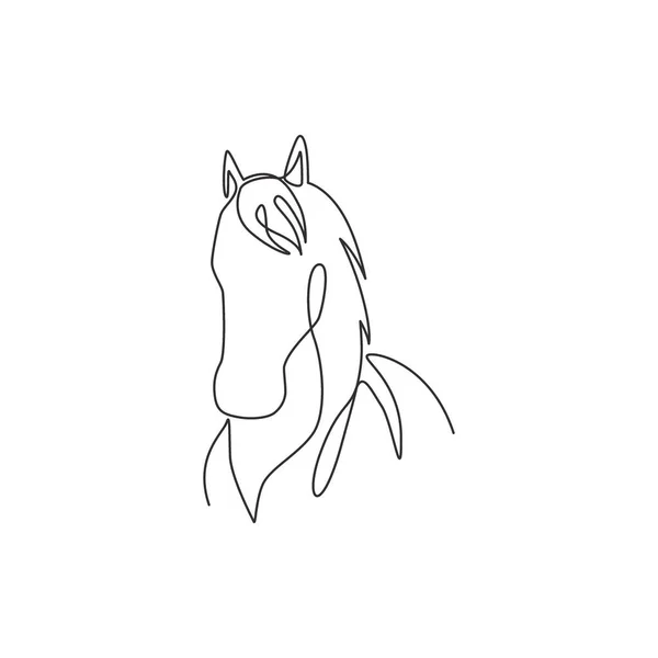 Одна Линия Рисунка Головы Красавицы Лошади Логотипа Компании Символ Милых — стоковый вектор