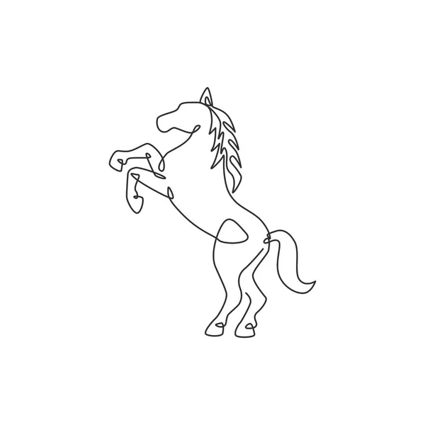 Jeden Jednořádkový Výkres Elegance Skákajícího Koně Pro Identitu Loga Společnosti — Stockový vektor
