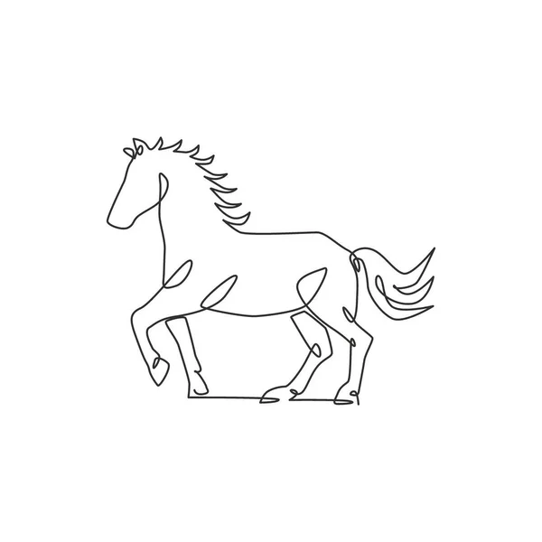 Een Continue Lijn Tekening Van Wild Luxe Paard Corporatie Logo — Stockvector