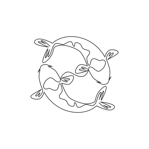 Eine Durchgehende Linienzeichnung Von Niedlichen Koi Fischen Für Das Logo — Stockvektor