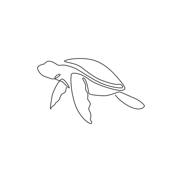 Однорядковий Малюнок Великої Черепахи Фірмового Логотипу Морської Компанії Чарівна Істота — стоковий вектор