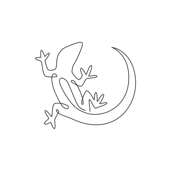 Одна Линия Рисунка Очаровательной Ящерицы Пустыни Рептилии Логотипа Компании Смешная — стоковый вектор