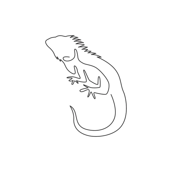 Uma Única Linha Desenho Iguana Exótica Para Identidade Logotipo Empresa — Vetor de Stock