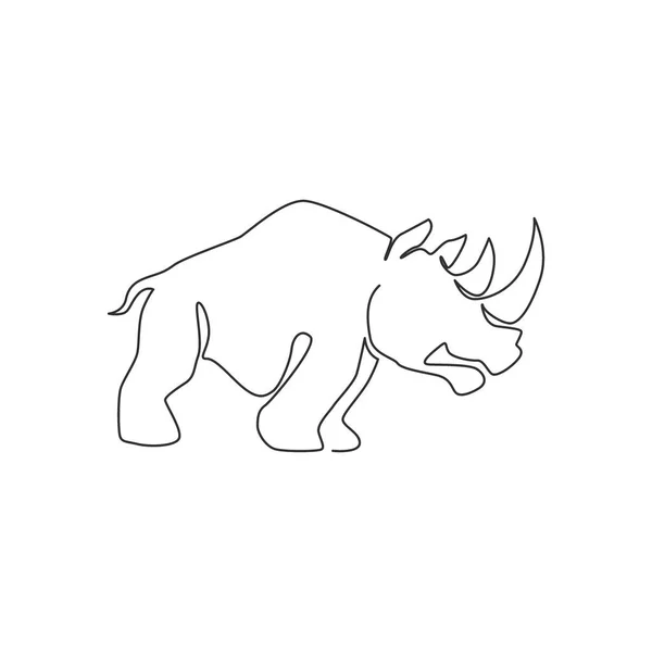 Dessin Linéaire Continu Unique Grands Rhinocéros Africains Pour Identité Logo — Image vectorielle