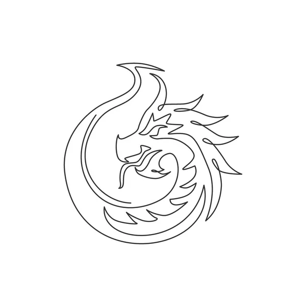 为中国古代博物馆的标识标识画一条龙 传说中的童话动物吉祥物是中国古代组织的概念 连续线条绘图设计图 — 图库矢量图片