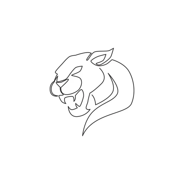 Single Continuous Line Drawing Elegant Leopard Hunter Team Logo Identity — Stock Vector