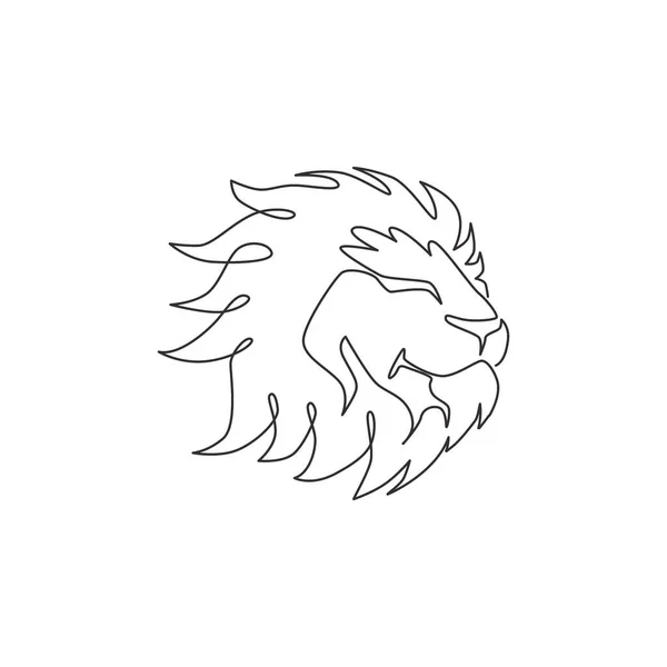 Eine Durchgehende Linienzeichnung Des Königs Des Dschungels Löwenkopf Für Die — Stockvektor