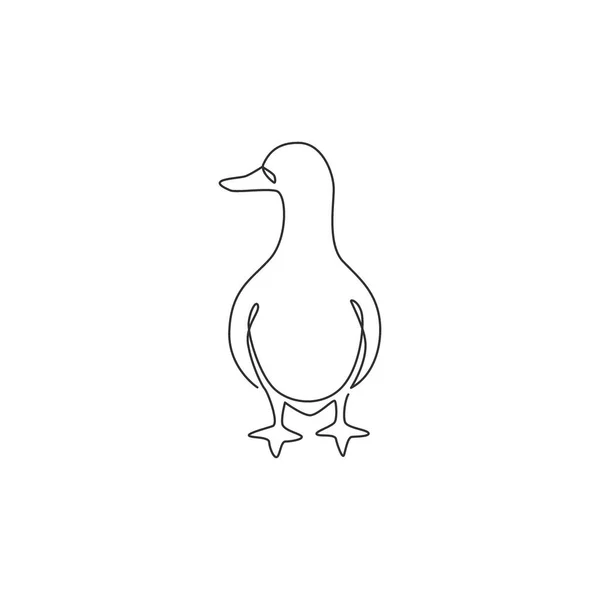 Ciągły Rysunek Zabawnej Białej Kaczki Identyfikacji Logo Firmy Mała Koncepcja — Wektor stockowy