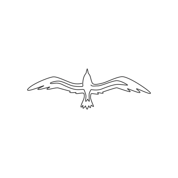 会社のビジネスロゴのアイデンティティのための野生のカモメの一本の線画 国立公園のシンボルを保護するためのかわいい鳥のマスコットの概念 連続線画ベクトルグラフィックイラスト — ストックベクタ