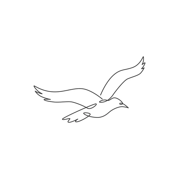 Una Sola Línea Dibujo Gaviota Silvestre Para Identidad Del Logotipo — Vector de stock