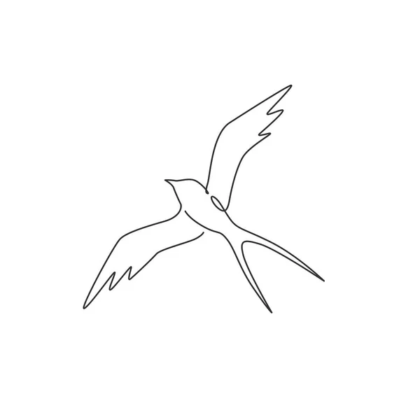 会社のロゴのアイデンティティのための贅沢な飲み込みの1つの連続的なライン図面 有機食品のシンボルのためのかわいい鳥のマスコットの概念 トレンドシングルラインベクトル描画デザイングラフィックイラスト — ストックベクタ