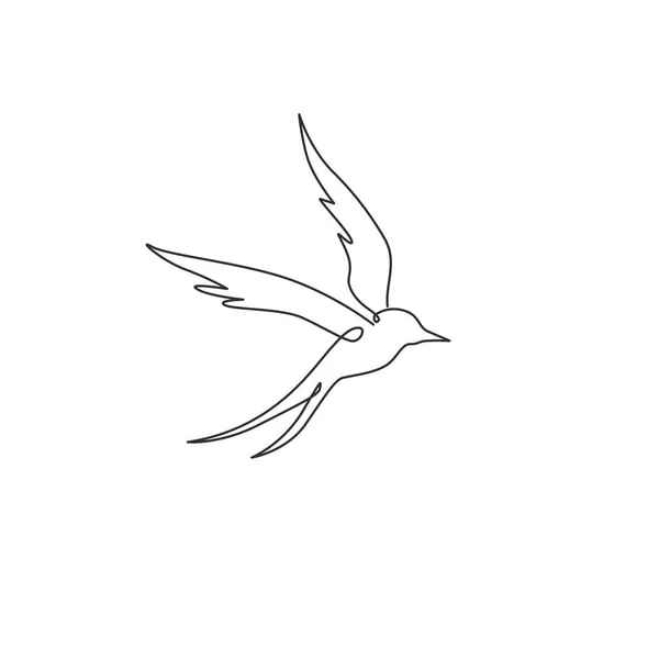 会社のロゴのアイデンティティのための贅沢な飲み込みの1つの連続的なライン図面 有機食品のシンボルのためのかわいい鳥のマスコットの概念 ダイナミックシングルライン描画グラフィックデザインベクトルイラスト — ストックベクタ