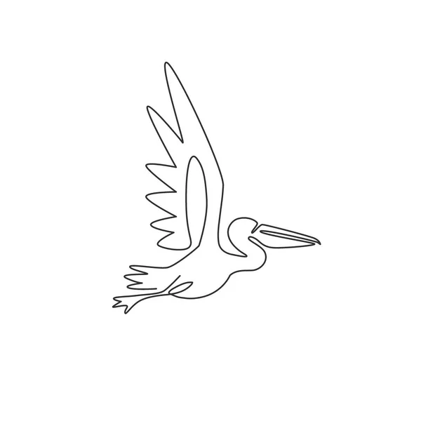 서비스 회사로 고아이덴티티를 귀여운 펠리컨의 지속적 라인그리기 마스코트 Large Bird — 스톡 벡터