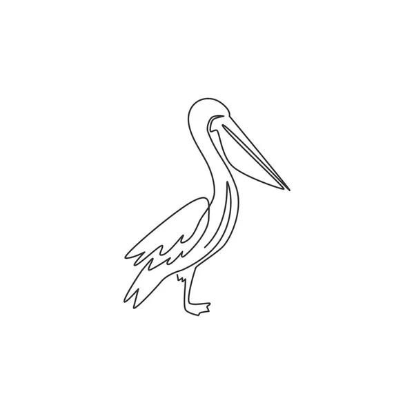Single Continuous Line Drawing Adorable Pelican Shipment Corporation Logo Identity — Stock Vector