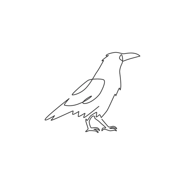 Unica Linea Disegno Corvo Misterioso Azienda Identità Logo Aziendale Crow — Vettoriale Stock