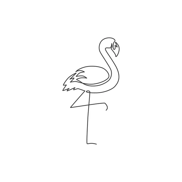 Desenho Linha Contínua Única Belo Flamingo Para Logotipo Zoológico Nacional — Vetor de Stock