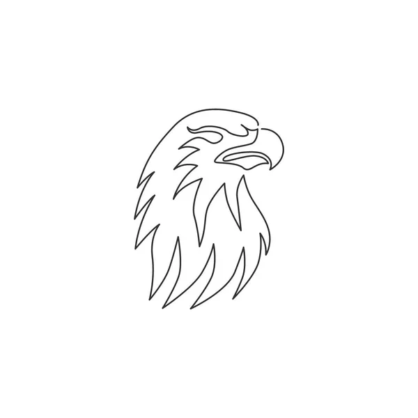 One Single Line Drawing Strong Eagle Head Bird Company Business — Stock Vector