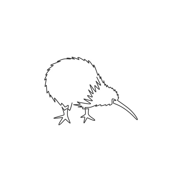 都市動物園のアイデンティティのための小さなキウイ鳥の1つの連続線画 ニュージーランドの典型的な動物のためのキウイマスコットの概念 トレンドシングルラインはグラフィックベクトルのデザインイラストを描く — ストックベクタ