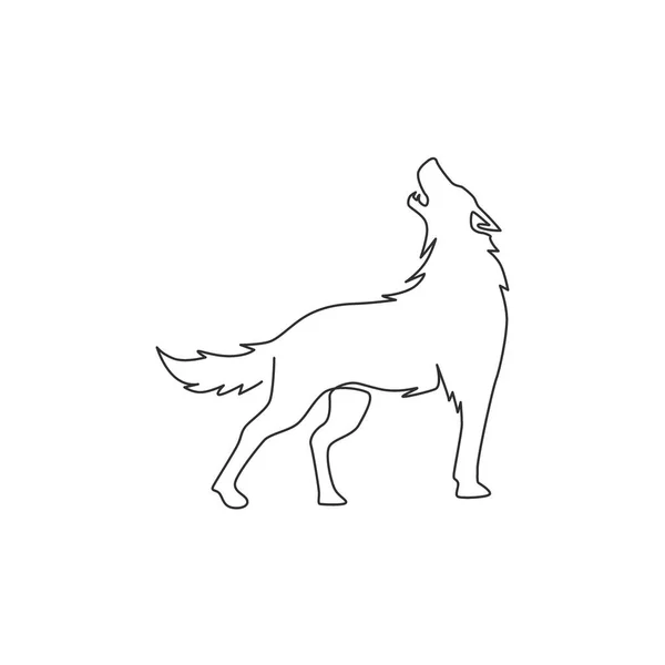 Einzelne Durchgehende Linienzeichnung Eines Geheimnisvollen Wolfs Für Das Logo Des — Stockvektor