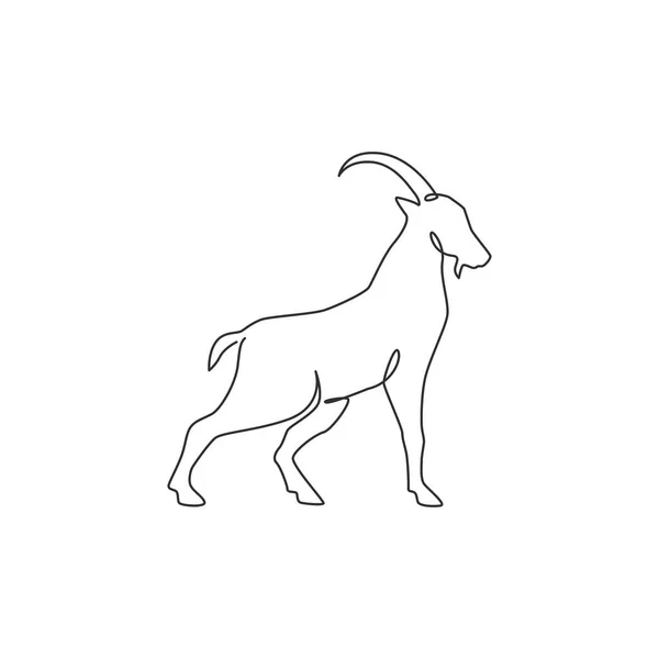 一个连续的线条画有趣可爱的羊为牲畜标识身份 羔羊吉祥物的概念牛的图标 动态单行绘图设计矢量图解 — 图库矢量图片
