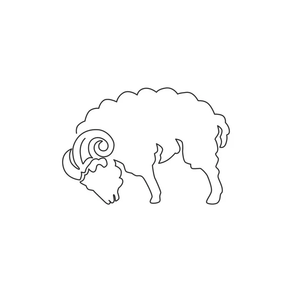 Uma Linha Contínua Desenho Ovelhas Bonitos Para Identidade Logotipo Gado —  Vetores de Stock