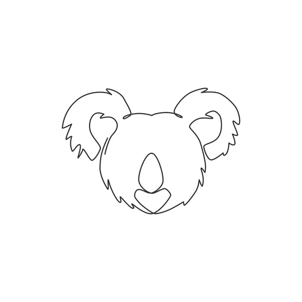 Una Sola Línea Dibujo Cabeza Koala Lindo Para Identidad Del — Vector de stock