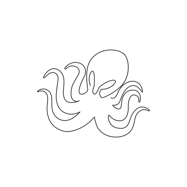 Однорядковий Малюнок Страшного Восьминога Ділової Ідентичності Логотипу Забавна Концепція Талісмана — стоковий вектор