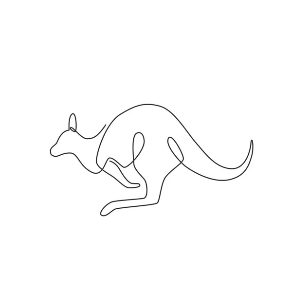 Eine Einzige Linienzeichnung Des Niedlichen Springenden Kängurus Für Die Identität — Stockvektor