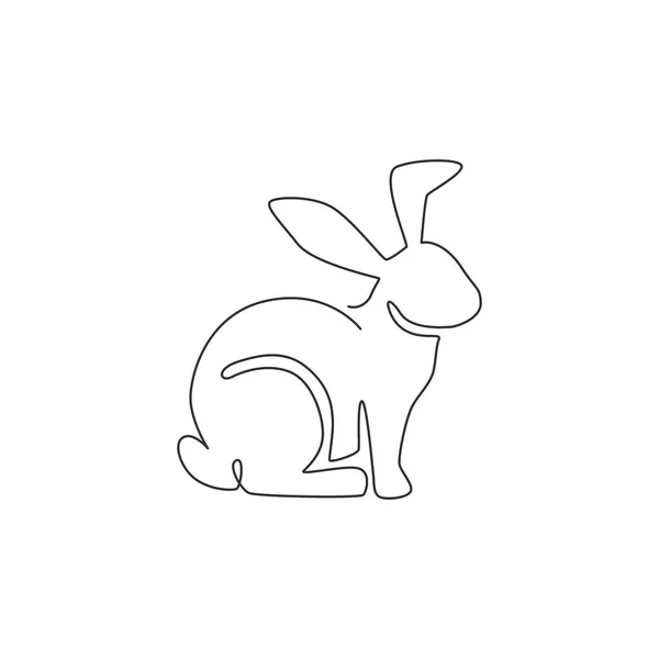 Eine Durchgehende Linienzeichnung Von Entzückenden Kaninchen Für Tierliebhaber Vereinslogo Identität — Stockvektor