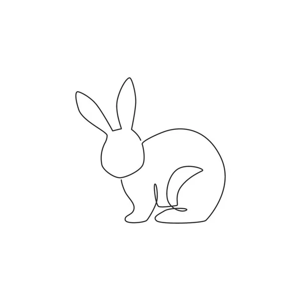 One Single Line Drawing Cute Standing Rabbit Brand Business Logo — Stock Vector