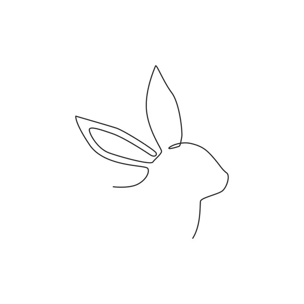 Dessin Ligne Unique Tête Lapin Mignon Pour Identité Logo Entreprise — Image vectorielle