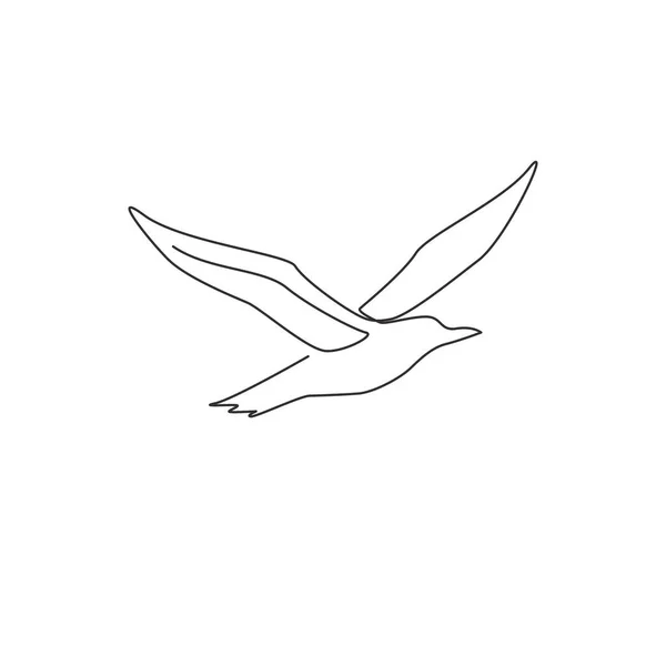 鳥の保全ロゴのアイデンティティのためのかわいいアルバトロスの1つの連続線画 国立動物園のアイコンのための愛らしい海の鳥のマスコットの概念 ダイナミックシングルライングラフィックデザインベクトルイラスト — ストックベクタ