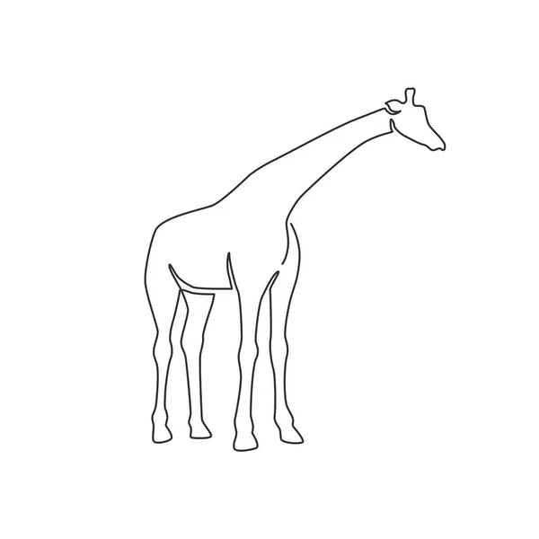 Disegno Singola Linea Giraffa Carina Identità Logo Safari Adorabile Giraffa — Vettoriale Stock