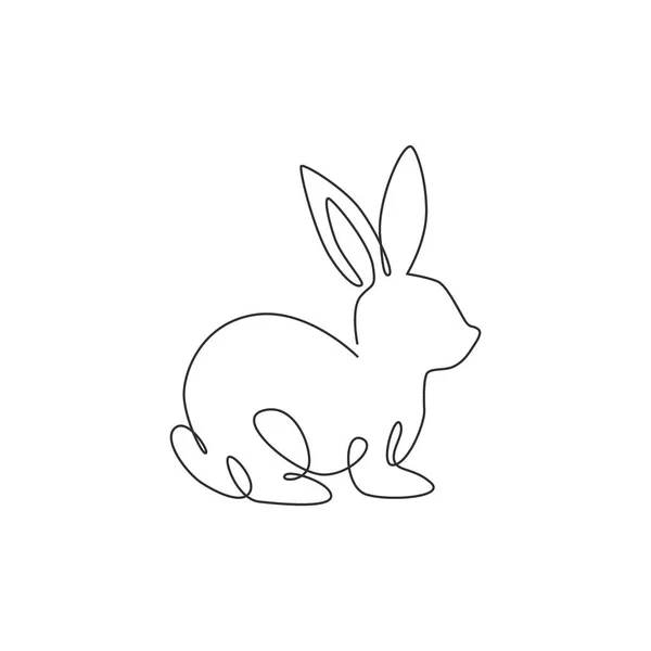 Dessin Unique Ligne Continue Lapin Drôle Pour Identité Logo Animalerie — Image vectorielle