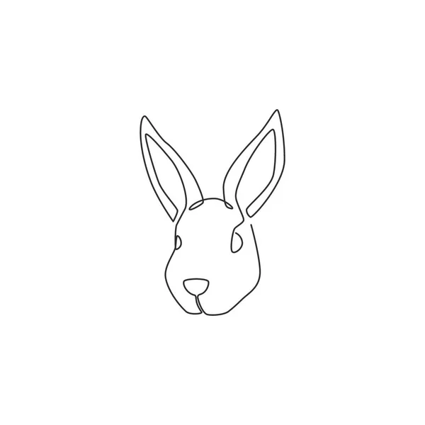 Однорядковий Безперервний Малюнок Смішної Голови Кролика Логотипу Зоомагазину Мила Концепція — стоковий вектор