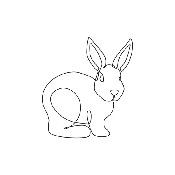 Single Continuous Line Drawing Funny Rabbit Pet Shop Logo Identity — Stock Vector