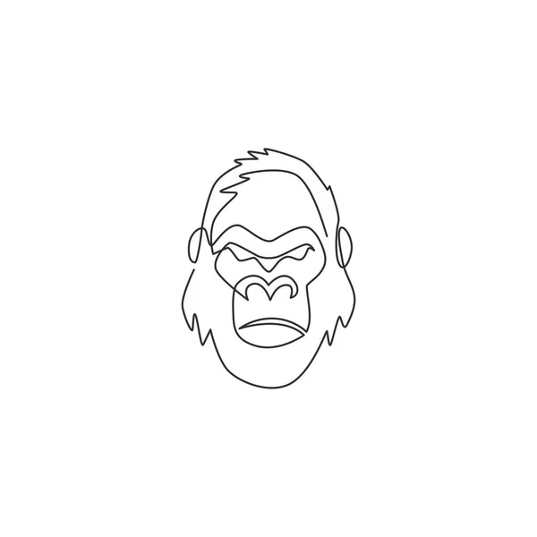 One Single Line Drawing Gorilla Head Company Business Logo Identity — Stock Vector