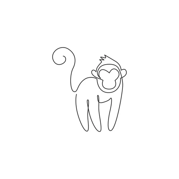 Uma Única Linha Desenho Macaco Bonito Para Identidade Logotipo Negócio —  Vetores de Stock